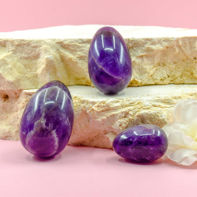 Amethyst Yoni Egg - Set of 3 - Yoni Eggs - Wands of Lust Co - Wands of Lust Co