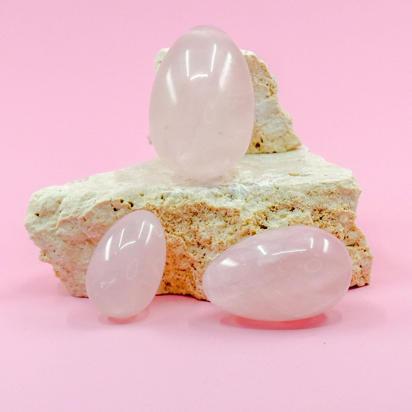 Rose Quartz Yoni Egg - Set of 3 Wands of Lust Co
